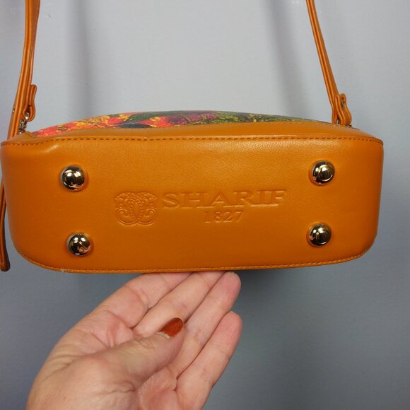 Sharif 1827 Leather Crossbody Bag Floral Hand Painted NEW Multicolor Art to Wear - Picture 5 of 9
